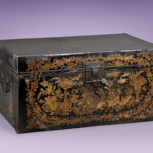 Black Leather Chest Antique - China, early 20th Century