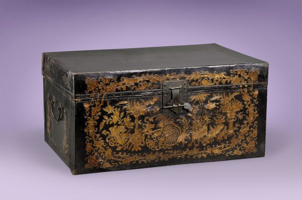 Black Leather Chest Antique - China, early 20th Century
