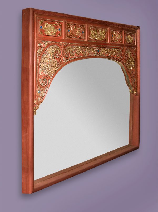 Teak Full Mirror with Stones Antique - China, early 20th Century