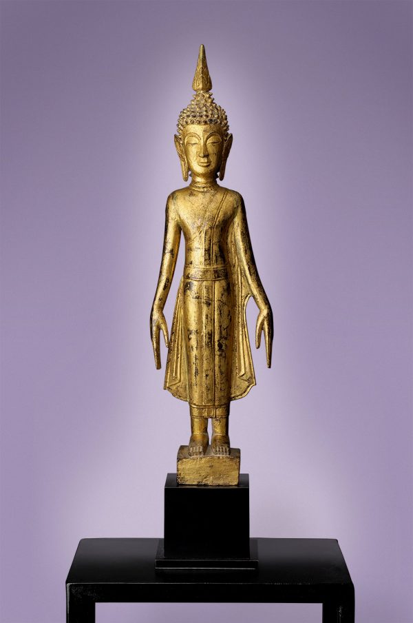 Gold Standing Image of the Buddha Antique - Lanna, 17th Century